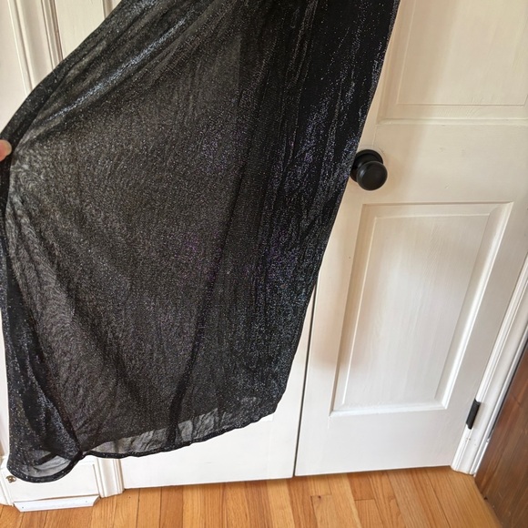 Vintage 90s Cache Size 6 Metallic Black Sleeveless Maxi Gown‎ Dress Made in USA - Picture 12 of 13